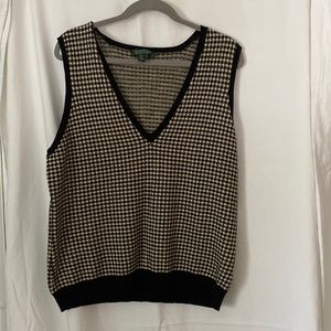 Ralph Lauren Houndstooth Cotton/Wool Vest XL L -Soft!